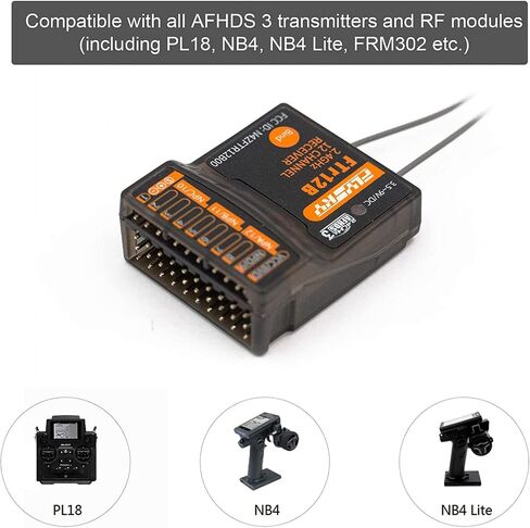 Flysky FTr12B 12 Channel 2.4ghz Dual Antenna PWM PPM i.Bus S.Bus Receiver, Adaptation PL18 NB4 NB4 Lite AFHDS3 Transmitter for Rc Airplaner Engineering Vehicle in Saudi Arabia