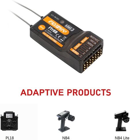 Flysky FTr8B 2.4GHz Remote Control Receiver Dual Antenna, 8CH PWM/PPM/i.Bus/S.Bus Output Compatible AFHDS 3 RF Modules for PL18 NB4 NB4 Lite Transmitter RC Glider Vehicles in Saudi Arabia