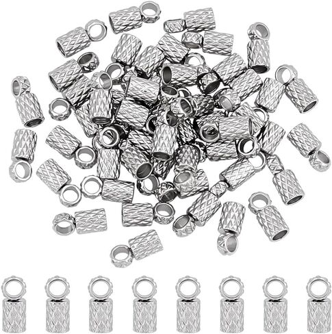 UniCraftale حوالي 30pcs سلك الفولاذ المقاوم للصدأ من الأطراف الطرفية العمود نهاية 2 مم عمود القطر الداخلي المخروطي الأطراف السلك من الجلد جعل أغطية نهاية سلك نهاية لقلد سوار قلادات in Saudi Arabia