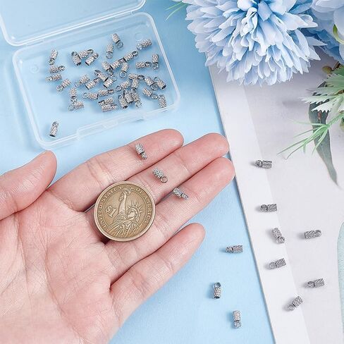 UniCraftale حوالي 30pcs سلك الفولاذ المقاوم للصدأ من الأطراف الطرفية العمود نهاية 2 مم عمود القطر الداخلي المخروطي الأطراف السلك من الجلد جعل أغطية نهاية سلك نهاية لقلد سوار قلادات in Saudi Arabia