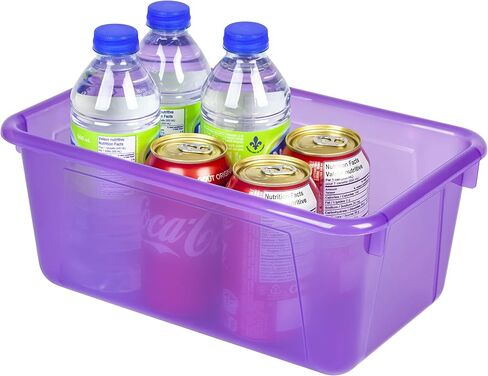 Storex Small Cubby Bins – Plastic Storage Containers for Classroom with Non-Snap Lid, 12.2 x 7.8 x 5.1 inches, Tint Orange, 5-Pack (62485U05C) in Saudi Arabia