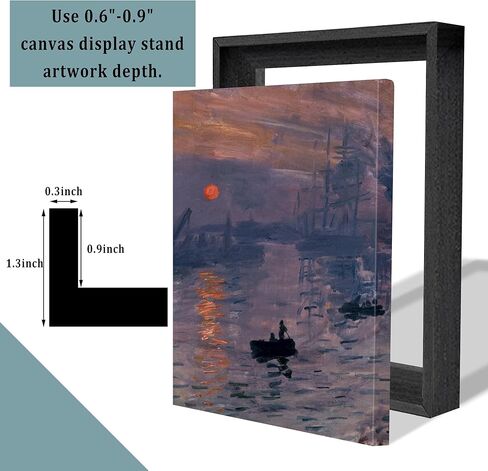 16"x20" Solid Wood Canvas Floater Frames for 0.6-0.9" Depth Canvas Art, 2 Pack Canvas Floating Frame, Canvas Frames, Art frame for Diamond Painting Paint by Numbers (Black, 16"x20") in Kuwait