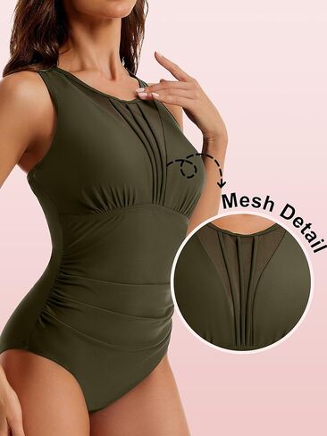 LAPHEE ROSE Women's Swimsuit One Piece Bathing Suit with Stylish Front Neckline Design and Tummy Control in Kuwait