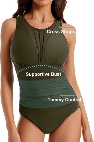 LAPHEE ROSE Women's Swimsuit One Piece Bathing Suit with Stylish Front Neckline Design and Tummy Control in Kuwait