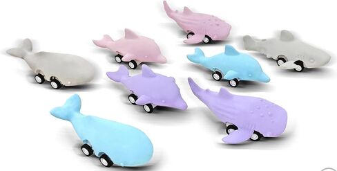 Prince 8 Pack Ocean Animal 3D Erasers with Wheels ، محايات غير PVC صديقة للبيئة تتميز بالحيتان والدلافين وأسماك القرش بألوان معكرون ممتعة in Kuwait