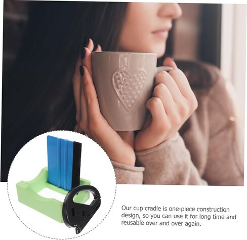 Luxshiny 1set Silicone Tumbler Holder Cup Cradle Squeegee Insert Set for Crafts Green in Kuwait