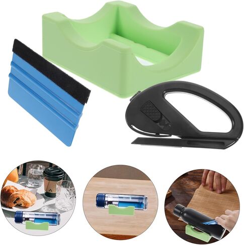 Luxshiny 1set Silicone Tumbler Holder Cup Cradle Squeegee Insert Set for Crafts Green in Kuwait