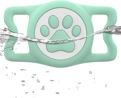IP68 Waterpoof Dog Airtag Holder, Stretchy Silicone Full Body Covered Apple Air Tag Holder for Dog Cat Collar Fit All Width Collar (Green, 1 Pack) in Kuwait