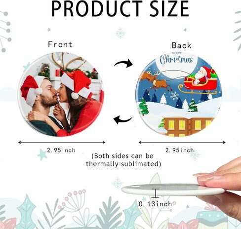 Sublimation Ceramic Ornaments Blanks with Gold String White Round Ornament Decorations Xmas Tree Gift for Heat Press Printing Crafts 12Pcs in Kuwait