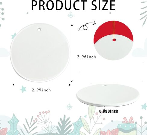 UJL Sublimation Round Ornament Blanks Sublimation White Ornaments Bulk for Heat Press Printing DIY Christmas Tree Decor 25Pcs in Kuwait