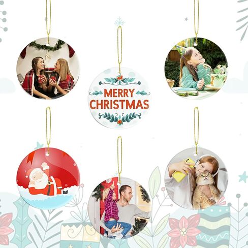 UJL Sublimation Round Ornament Blanks Sublimation White Ornaments Bulk for Heat Press Printing DIY Christmas Tree Decor 25Pcs in Kuwait