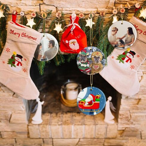 UJL Sublimation Round Ornament Blanks Sublimation White Ornaments Bulk for Heat Press Printing DIY Christmas Tree Decor 25Pcs in Kuwait