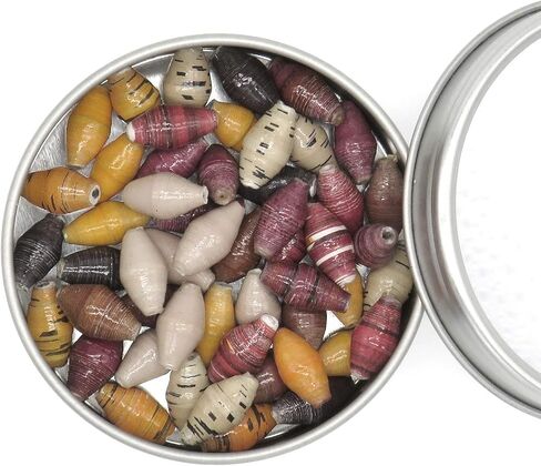 Outreach Uganda Coffee Shop Mix - Brown & Tan Earthy Palette Paper Bead Confortment ، الحجم العادي ، 50 عدد لكل حزمة | الخرز الصديقة للبيئة للمجوهرات والحرف اليدوية in Saudi Arabia