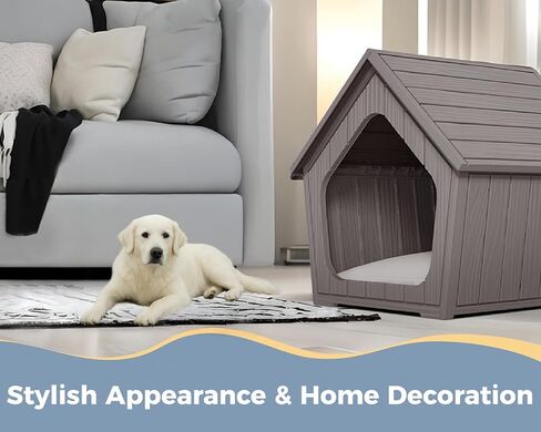 Vixzen Dog House في الهواء الطلق مقاوم للماء ، راتنج صغير منزل مع تصميم مقاوم للطقس لاستخدام سرير الكلاب في الهواء الطلق - مثالي للحيوانات الأليفة الصغيرة إلى المتوسطة in Kuwait