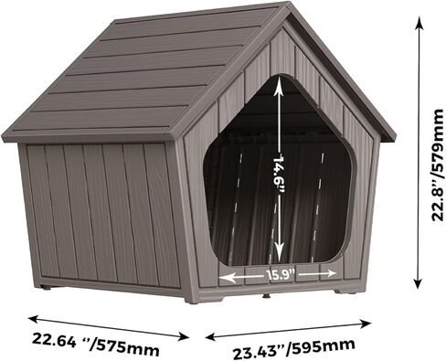 Vixzen Dog House في الهواء الطلق مقاوم للماء ، راتنج صغير منزل مع تصميم مقاوم للطقس لاستخدام سرير الكلاب في الهواء الطلق - مثالي للحيوانات الأليفة الصغيرة إلى المتوسطة in Kuwait