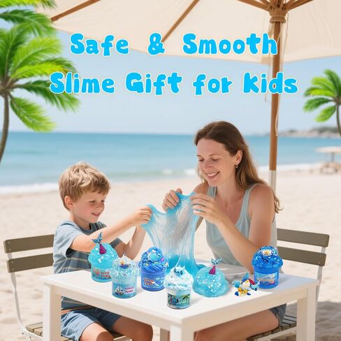 6-Pack Slime Kit for Kids, Soft Butter Slime, Stretchy, Non-Sticky Clear Slime Kit for Kids, Birthday Gift & Slime Party Favors for Toddlers Age 3-5 (Blue) in Saudi Arabia