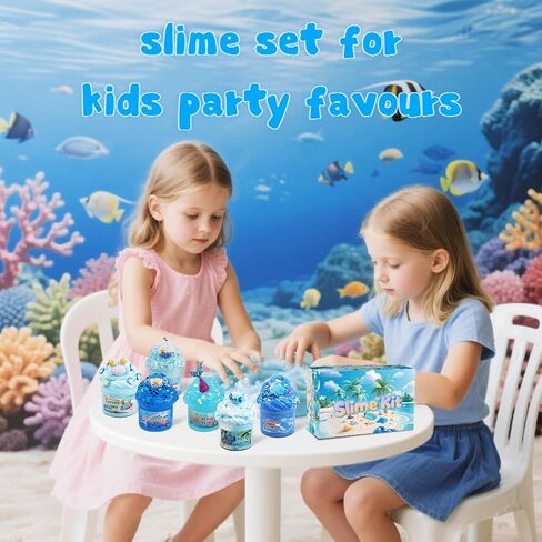 6-Pack Slime Kit for Kids, Soft Butter Slime, Stretchy, Non-Sticky Clear Slime Kit for Kids, Birthday Gift & Slime Party Favors for Toddlers Age 3-5 (Blue) in Saudi Arabia