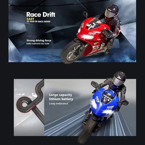 1/6 RC STUNT HC-208 Motorcycle Model 2.4GHz Spcing للسيارة التي يتحكم فيها الراديو البالغ (Blue-HC-208) in Kuwait