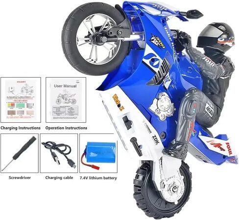 1/6 RC STUNT HC-208 Motorcycle Model 2.4GHz Spcing للسيارة التي يتحكم فيها الراديو البالغ (Blue-HC-208) in Kuwait