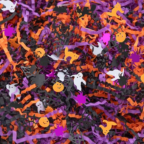 CIPOWM 16oz Halloween Crinkle Cut Paper Shred, 3 Colors Raffia Paper Shred Filler with Halloween Confetti Shredded Paper Grass for Gift Wrapping Craft DIY Gift Bag Box Filling Party Supply in Kuwait