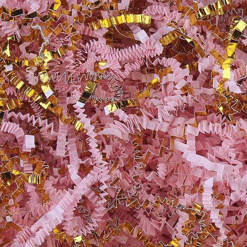 4 oz Crinkle Cut Paper Shred Filler for Gift Wrapping Baskets Filling Box Birthdays Christmas Thanksgiving Easter Weddings Valentines Mother's Day Anniversaries (Light orange and Gold) in Saudi Arabia