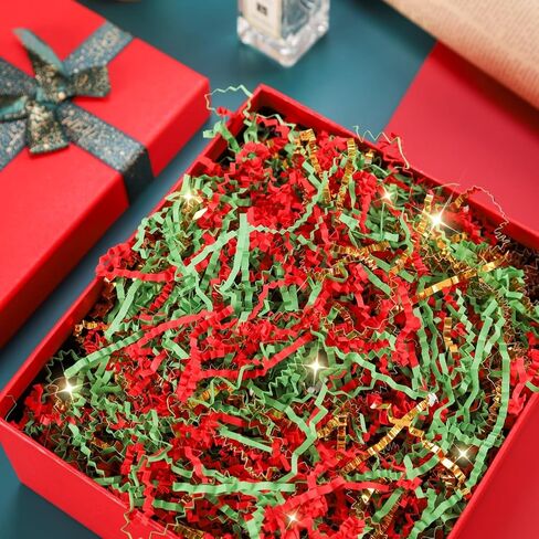 4 oz Crinkle Cut Paper Shred Filler for Gift Wrapping Baskets Filling Box Birthdays Christmas Thanksgiving Easter Weddings Valentines Mother's Day Anniversaries (Light orange and Gold) in Saudi Arabia