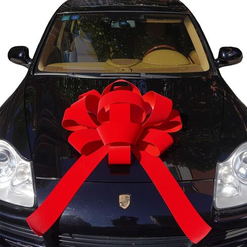 30" Giant Car Bow | 30" Red Velvet Car Bow - Big Car Bow with Non Scratch Magnet Base, Weather Resistant and Waterproof Vinyl Magnetic Car Bow (1 Pack) in Kuwait