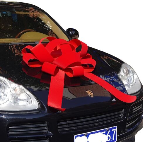 30" Giant Car Bow | 30" Red Velvet Car Bow - Big Car Bow with Non Scratch Magnet Base, Weather Resistant and Waterproof Vinyl Magnetic Car Bow (1 Pack) in Kuwait