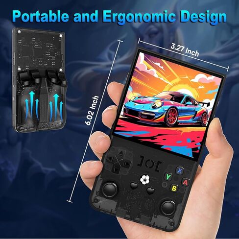 R36MAX Retro Game Console (R36S New Upgrade) - 4K HD 4.0" IPS Screen, 128GB Preloaded 22,000+ Retro Games, Open-Source Linux System, 4000mAh Rechargeable, Portable Video Games (Black 128G) in Kuwait