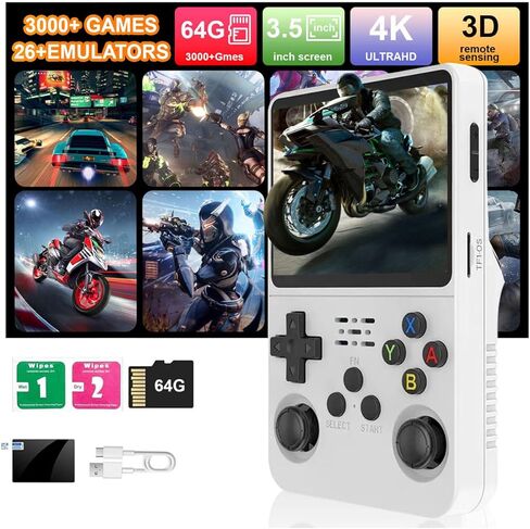 R36S Console Handheld Game Console ، 3.5 "شاشة IPS Retro Game Emulator مع نظام مفتوح المصدر ، مشغل ألعاب الفيديو المحمولة مع بنيت في أكثر من 3000 لعبة ، بطاقة TF 64 جيجابايت ، هدية للبالغين المراهقين ، الأطفال ، الأرجواني in Kuwait