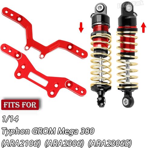 صدمة وبرج 3 أنواع من ترقيات الينابيع الصلابة جزء من 1/14 Typhon Grom Mega 380 ، Ara2106/Ara2306/Ara2306s ، RC Alboy الأمامية الخلفية القابلة للتعديل حوامل الصدمة ، الأحمر ، الأحمر. in Saudi Arabia