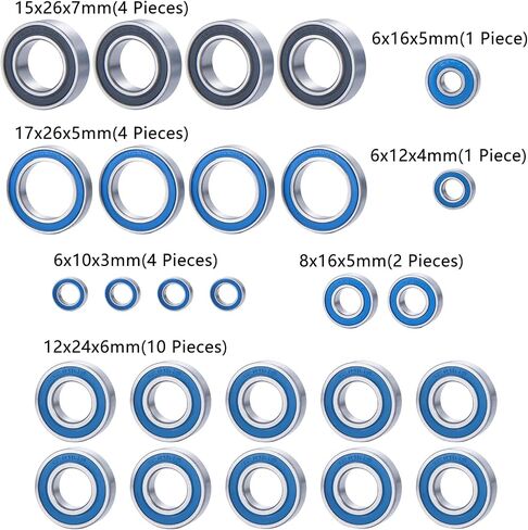 26pcs الصلب الكامل للمطاط محمل كرة محمل للاصدة 1/5 من أوتوب أوتوب 8S أجزاء الترقية in Saudi Arabia
