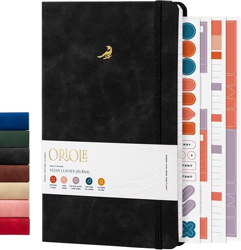 يحكم Oriole Vegan Leather دفتر ملاحظات - Racing Green | 176 صفحة من الورق المبطن سميكة | Soft Touch Hardcover Journal (5 × 8 بوصات) مع تصميم مربع للطيور الذهب وتصميم هدايا فاخرة in Kuwait