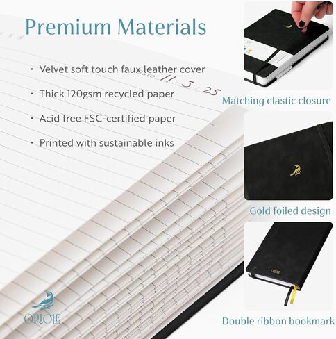 يحكم Oriole Vegan Leather دفتر ملاحظات - Racing Green | 176 صفحة من الورق المبطن سميكة | Soft Touch Hardcover Journal (5 × 8 بوصات) مع تصميم مربع للطيور الذهب وتصميم هدايا فاخرة in Kuwait