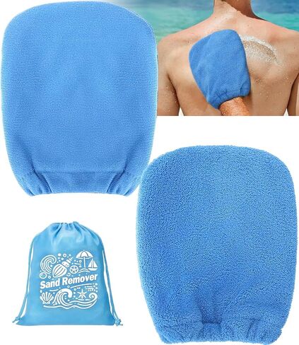2 in 1 Sand Remover for Beach, 2Pcs Sand Wipe Off Mitts Bag | Sand Wipe Off Mitts Bag Vacation Essentials for Kids Adults, Beach Day Accessories Must Have in Kuwait