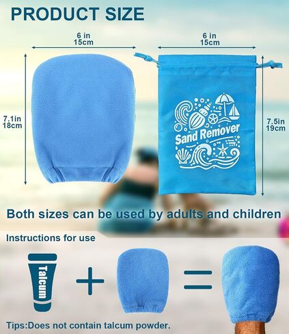 2 in 1 Sand Remover for Beach, 2Pcs Sand Wipe Off Mitts Bag | Sand Wipe Off Mitts Bag Vacation Essentials for Kids Adults, Beach Day Accessories Must Have in Kuwait