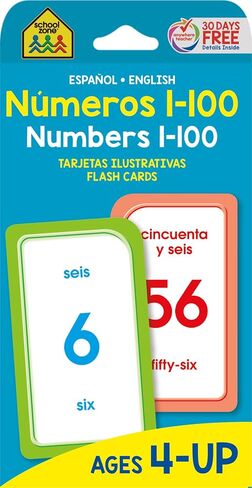 منطقة المدرسة الإسبانية الأرقام 1-100 بطاقات فلاش: 56 بطاقة ، مرحلة ما قبل المدرسة ، رياض الأطفال ، Numeros 1-100 Tarjetas Ilustrativas ، ثنائية اللغة ، ESL ، اللغة ... (الطبعة الإسبانية/الإنجليزية) (الطبعة الإسبانية) in Saudi Arabia