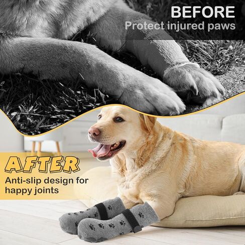 12 PCS Dog Socks for Hardwood Floors Non-Slip Dog Socks Shoes تمنع لعق PAW على الوجهين PAW حماية داخلية في الهواء الطلق لمنع الانزلاق والعق (متوسط ​​الحجم) in Kuwait