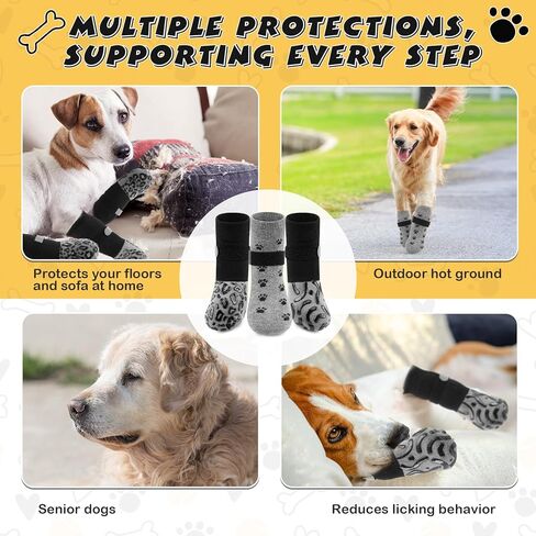12 PCS Dog Socks for Hardwood Floors Non-Slip Dog Socks Shoes تمنع لعق PAW على الوجهين PAW حماية داخلية في الهواء الطلق لمنع الانزلاق والعق (متوسط ​​الحجم) in Kuwait