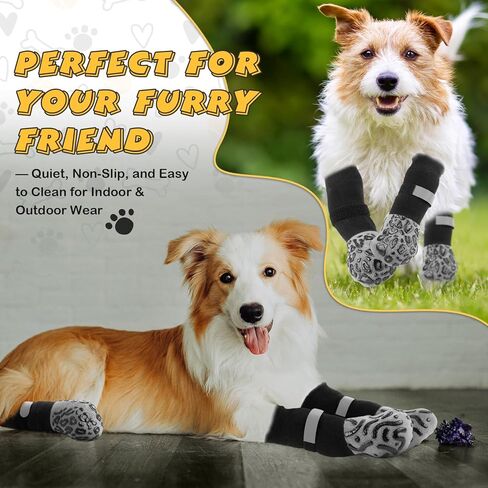12 PCS Dog Socks for Hardwood Floors Non-Slip Dog Socks Shoes تمنع لعق PAW على الوجهين PAW حماية داخلية في الهواء الطلق لمنع الانزلاق والعق (متوسط ​​الحجم) in Kuwait