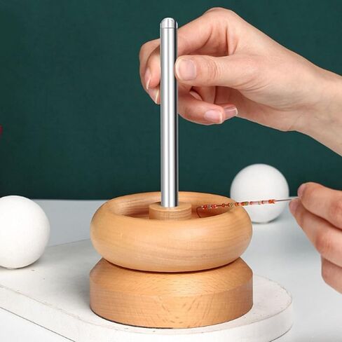 Enlybee 2PCS Bremium Wood Bead Bown ، صانع حبات القاعدة الثقيلة لمجوهرات قلادة سوار ، عملية سهلة مع عمود الفولاذ المقاوم للصدأ ، أداة متينة وعملية للتزوير in Kuwait