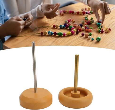 Enlybee 2PCS Bremium Wood Bead Bown ، صانع حبات القاعدة الثقيلة لمجوهرات قلادة سوار ، عملية سهلة مع عمود الفولاذ المقاوم للصدأ ، أداة متينة وعملية للتزوير in Kuwait