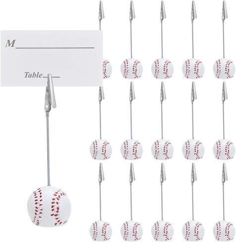 ORIGACH 16 Pcs Resin Baseball Memo Alligator Clips Ball Base Seat Clips Table Number Card Place Holders for Office Sports Menu Wedding Party Events Decoration in Saudi Arabia