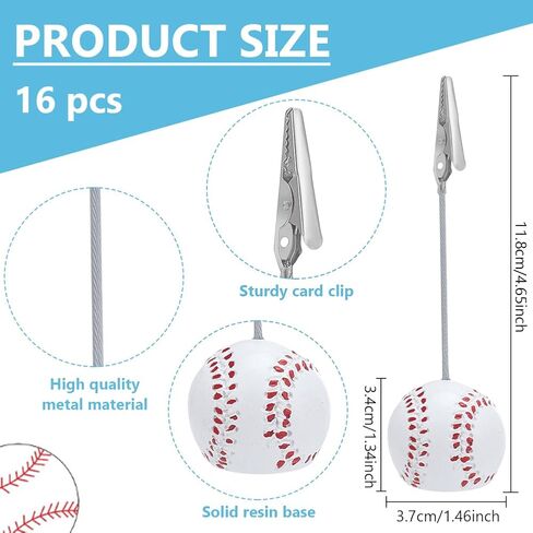 ORIGACH 16 Pcs Resin Baseball Memo Alligator Clips Ball Base Seat Clips Table Number Card Place Holders for Office Sports Menu Wedding Party Events Decoration in Saudi Arabia