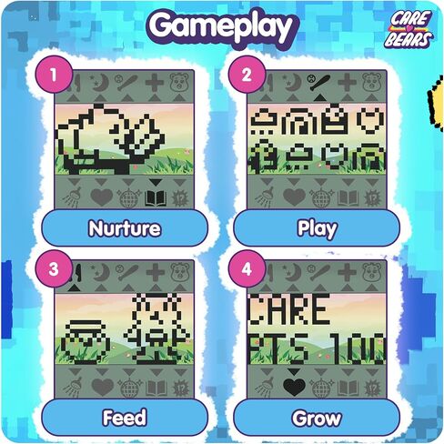 Care Bears Digital Pet - Share Bear Nano Pet with Care Features, 1.4" Inch Screen, Handheld Interactive Virtual Pets for Kids, Collectible Electronic Toy, Battery Included in Kuwait
