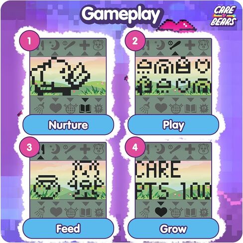 Care Bears Digital Pet - Share Bear Nano Pet with Care Features, 1.4" Inch Screen, Handheld Interactive Virtual Pets for Kids, Collectible Electronic Toy, Battery Included in Kuwait
