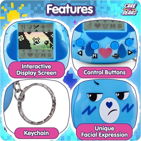 Care Bears Digital Pet - Share Bear Nano Pet with Care Features, 1.4" Inch Screen, Handheld Interactive Virtual Pets for Kids, Collectible Electronic Toy, Battery Included in Kuwait