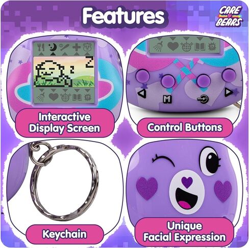 Care Bears Digital Pet - Share Bear Nano Pet with Care Features, 1.4" Inch Screen, Handheld Interactive Virtual Pets for Kids, Collectible Electronic Toy, Battery Included in Kuwait