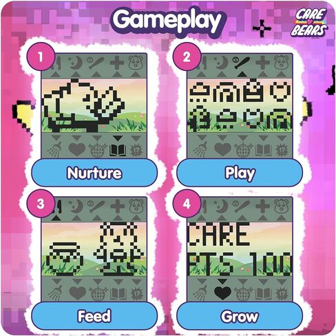 Care Bears Digital Pet - مشاركة Pear Nano Pet مع ميزات الرعاية ، وشاشة 1.4 بوصة ، وحيوانات أليفة تفاعلية باليد in Kuwait
