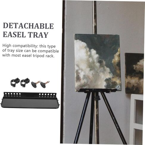 Folding Easel Detachable Tray Aluminum Easel Serving Tray Easy to Clean Plastic Paints Shelf Lightweight Sturdy Replacement in Saudi Arabia